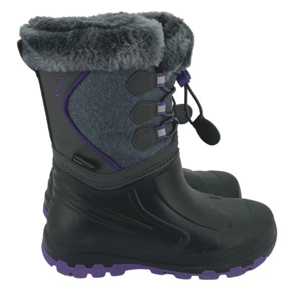 XMTN | Girl's Winter Boots | Purple & Grey | Size 2 - Picture 4 of 6